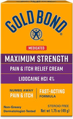 Gold Bond Medicated Maximum Strength Pain & Itch Relief Cream, Intense Itch Relief, 1.75 oz., with Lidocaine