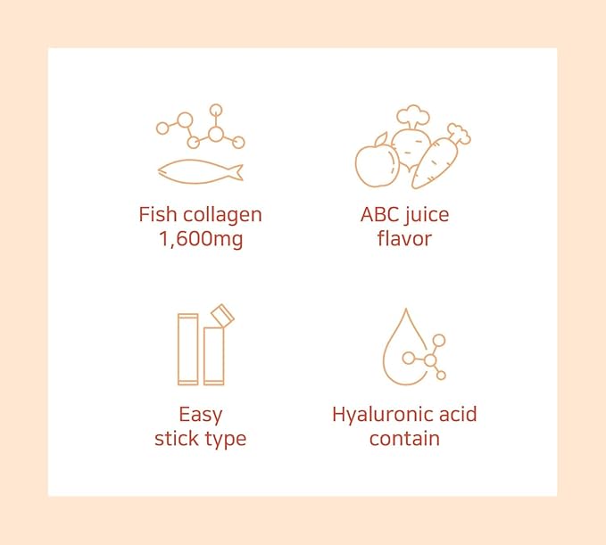 ABC Juice Collagen Jelly Stick 20g * 15 Stick 1,600mg Low Molecular Fish Collagen