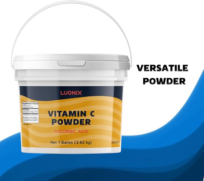 Luonix Vitamin C Powder, 1 Gallon Bucket, Ascorbic Acid, Supplement