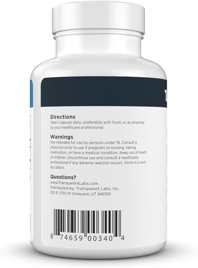 Transparent Labs NMN Supplement for NAD+ Levels - NAD Supplement with 600 mg Nicotinamide Mononucleotide to Support Healthy Aging, Cellular Energy Production, & Metabolic Balance - 30 Count