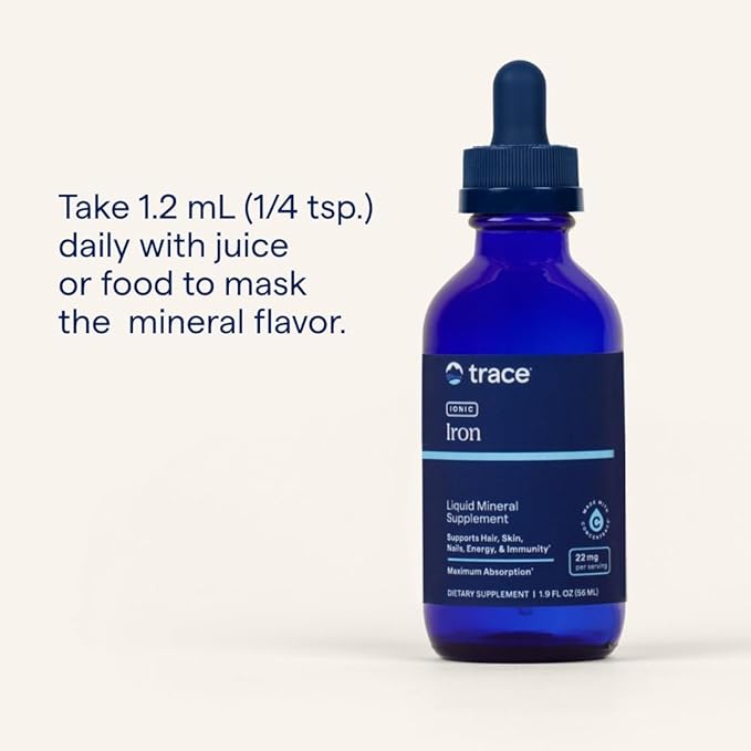 Trace Minerals Ionic Iron 22 mg - Dietary Supplement to Support Immune System Health & Energy - Liquid Ionic Trace Mineral Supplement with Ferrous Sulfate - 1.9 fl oz (About 46 Servings)