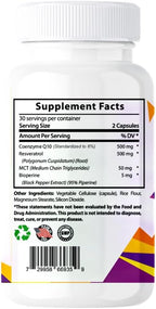 CoQ10 Powerful Antioxidant (Capsules Coq10+Resveratrol)