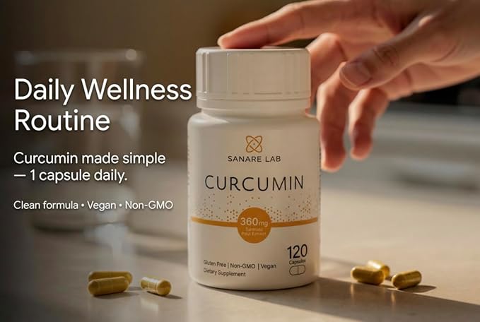 Curcumin Turmeric 360 mg per Serving, 120 Capsules with Black Pepper & Phytosome Extract | Joint & Cellular Support