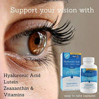 Hyalogic HylaVision Eye Health Supplement - Hyaluronic Acid, Lutein and Zeaxanthin Supplements – Contains Eye Vitamins A, C, E, and Zinc – Soothe Tired Eyes (120 Capsules)