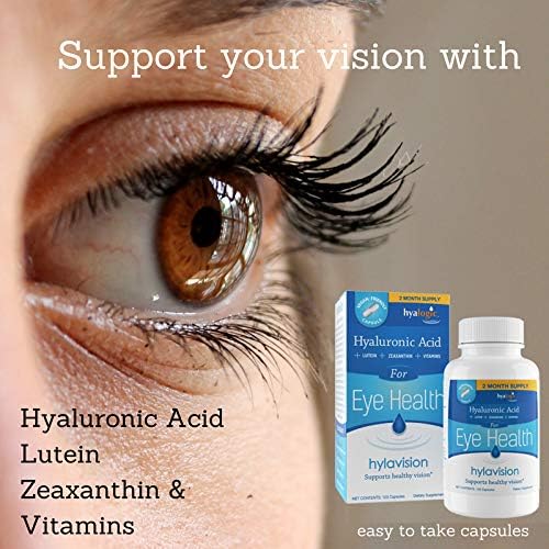 Hyalogic HylaVision Eye Vitamins – with Hyaluronic Acid, Clear Eyes with Lutein and Zeaxanthin Supplements for Eye Care Eye Health Support - 120 Capsules