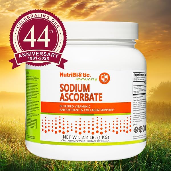 NutriBiotic - Sodium Ascorbate Buffered Vitamin C Powder, 2.2 Lb | Vegan, Non-Acidic & Easier on Digestion Than Ascorbic Acid | Essential Immune Support & Antioxidant Supplement | Gluten & GMO Free