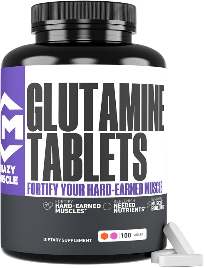 Crazy Muscle Keto Friendly L Glutamine Capsules 1000mg, Post Workout Supplement to Increase Recovery, Decrease Delayed Onset Muscle Soreness, Reinforce Strength Gains & Heal Leaky Gut (100 Pills)