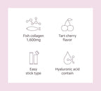 Tart Cherry Collagen Jelly Stick 20g * 15 Stick 1,600mg Low Molecular Fish Collagen