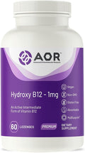 AOR Hydroxy B12 1000mcg 60 Lozenges, 60-Day Supply, Hydroxocobalamin for Daily Vitality, Nervous System Support, Vegan