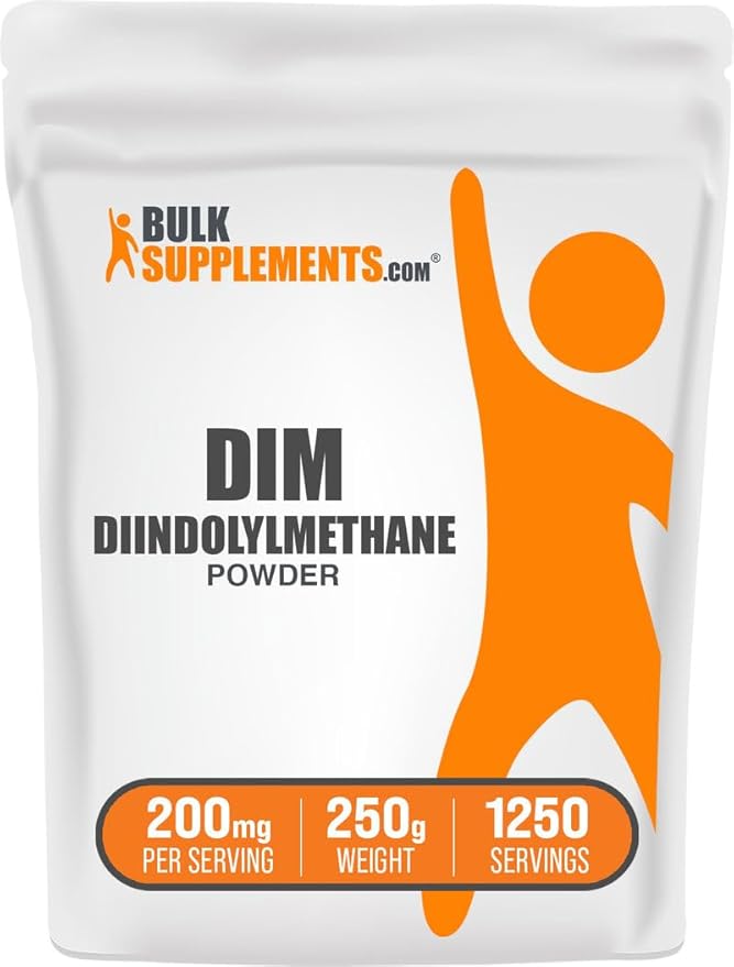 BulkSupplements.com DIM Powder - Diindolylmethane Powder, DIM Supplement for Men & Women - Unflavored & Gluten Free, 200mg per Serving, 250g (8.8 oz) (Pack of 1)