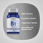 Piping Rock Vitamin B1 100mg | 250 Tablets | Thiamine Supplement | Vegetarian, Non-GMO, Gluten Free