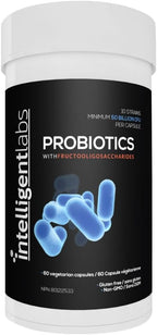 Intelligent Labs Probiotic 50 Billion CFU with Prebiotics, PHGG & FOS, No Refrigeration Needed, Once Daily, 10x Effectiveness, 60-Day Supply, Third-Party Verified
