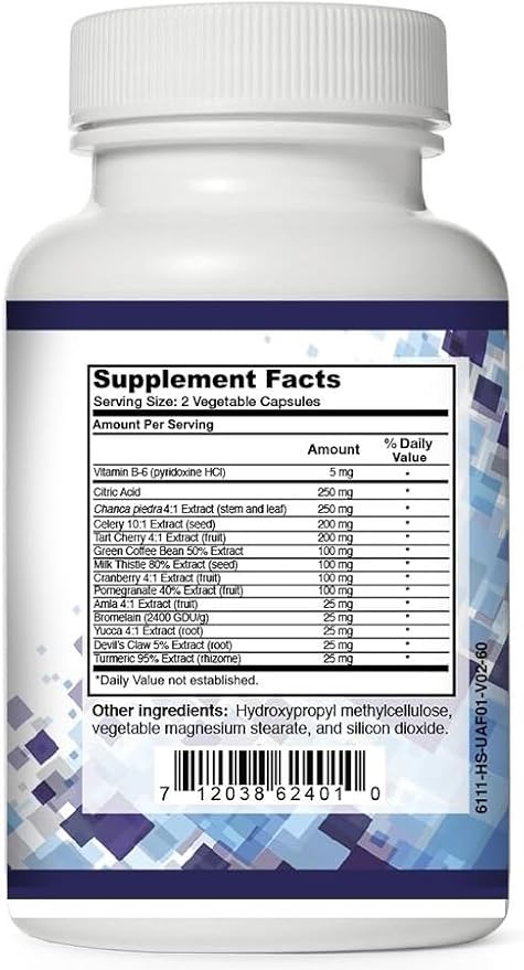 Uric-Out Ultimate Uric Acid Support - 11 Powerful Extracts - Celery Seed, Tart Cherry Concentrate, Chanca Piedra - Uric Acid Cleanse 60 Caps