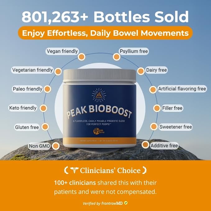 Peak BioBoost - Prebiotic Fiber Supplement - Flavorless Digestive Nutritional Supplements - Easy to Dissolve Prebiotic Powder - No Gluten, Soy or Dairy - 1 Month Supply - 30 Servings