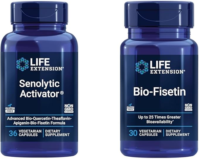 Life Extension Senolytic Activator with Quercetin & Fisetin - For Immune Support, Anti-Aging & Longevity - 36 Vegetarian Capsules & 30 Vegetarian Capsules of Bio-Fisetin for Cellular Health & Cognitive Health
