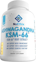 NuEthix Formulations Ashwagandha KSM 66, 500mg of KSM-66 Root Extract, Mood, Stress, & Cognitive Support, BioPerine Black Pepper Extract, Gluten Free, Vegetarian, Non-GMO, & Dairy Free, 60 Servings