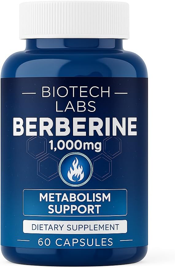 Berberine 1000 mg with Bitter Melon and Banaba Leaf – Herbal Supplement, 60 Capsules
