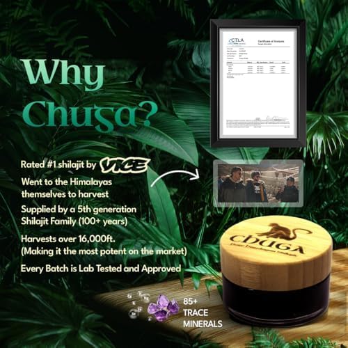 Chuga Pure Himalayan Shilajit for Men & Women | Organic Shilajit Harvested 16,000 Feet | Lab Tested in USA, 74+ Fulvic Acid, Grade A, Immune Booster, Shilajit Resin 35 Grams, 175 Servings (Pack of 1)
