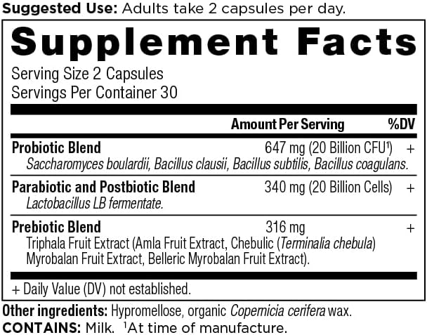 Ancient Nutrition SBO Probiotic Trinity Daily Care, Probiotics for Digestive Health, 40 Billion Blend of Prebiotics, Probiotics, Postbiotics, and Parabiotics Reduces Occasional Bloating, 60 Count