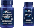 Life Extension French Maritime Pine Bark Extract with DHEA Hormone Balance - 60 Capsules Pycnogenol & 100 Capsules DHEA 25mg