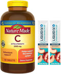 Nature Made - Extra Strength Vitamin C 1000mg, 365 Tablets, Dietary Supplement for Immune and Hydration Support Plus 2 Sugar Free White Peach Hydration Sticks
