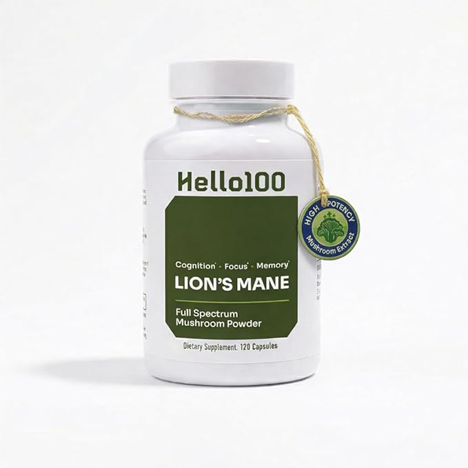 Lion’s Mane Mushroom Supplement 1000mg - Dual Extract for Focus Memory & Mental Clarity - High Potency Nootropic Brain Supplement with 20% Beta-Glucans - Fruiting Body & Mycelium - 60 Caps