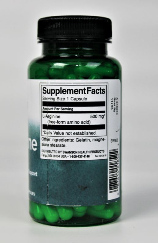 Swanson Amino Acid L-Arginine 500 Milligrams 100 Capsules