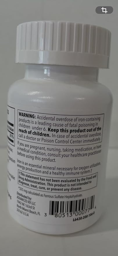 Puregen Labs Iron 65mg - High Potency Iron Supplement | No Artificial Color Additives - Total 400 Tablets
