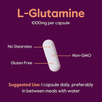 BESTVITE Filler-Free L-Glutamine 1000mg per Capsule (240 Capsules) - Free Form - No Stearates - Gluten Free - Non GMO - Pure L Glutamine Supplement - Maximum Strength Glutamine Capsules