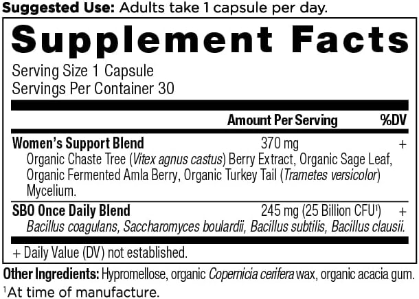 Ancient Nutrition Probiotics for Women, Once Daily Women's Probiotics 30ct, Digestive Support and Reduces Occasional Bloating, Made with Chaste Tree Berry and Amla Berry, 25 Billion CFUs*