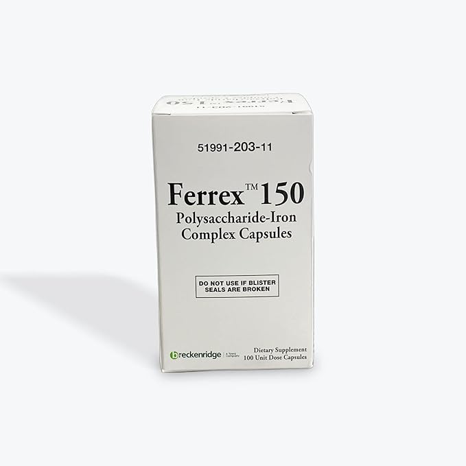 Ferrex 150 Polysaccharide Iron Complex Capsules by Breckenridge - 100 Ea