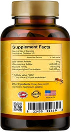 VITAMISAN Premium Natural Bee Venom with glucosamine sulfate Veneno Abeja 90 Capsulas Apitoxin Manuka Honey Dietary Supplement
