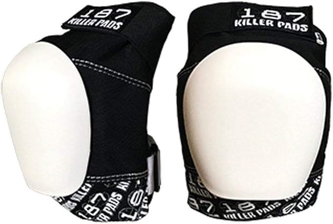 187 Killer Pads Pro Knee Pad, Black, Junior (Black/White, Medium)