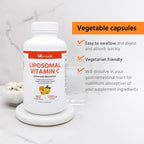 ML Naturals Liposomal Vitamin C - 1,700 mg per Serving, 180 Vegetable Capsules - High Potency Antioxidant Support - Gluten-Free