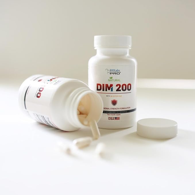 DIM Supplement for Women and Men, DIM 200mg Oral Supplement Hormonal Balance, Hormone Balance for Women and Men, Diindolylmethane Gluten Free Vegetarian Twist Capsules (60 Caps - 2-Month Supply)