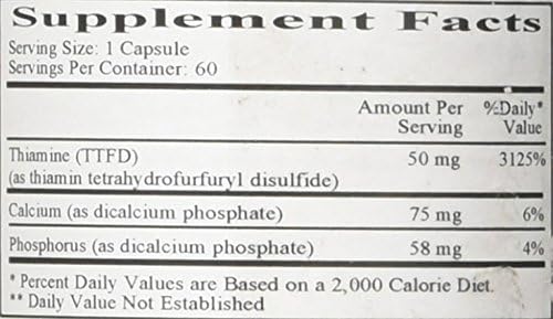 Ecological Formulas Allithiamine Vitamin B1 50 Mg, White, 60 Count