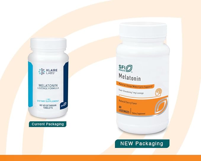 Klaire Labs SFI Health Melatonin Lozenge - Fast-Dissolving, Quick Release 1 Milligram Melatonin Tablets for Men & Women with Natural Cherry Flavor (60 Dissolvable Tablets)