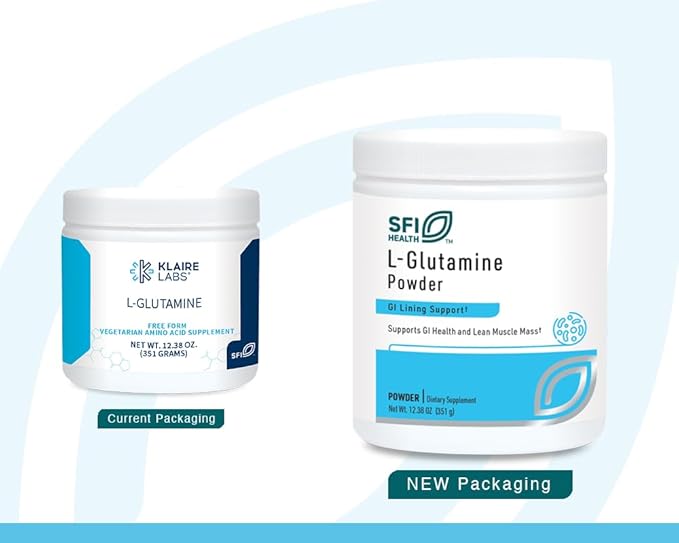 Klaire Labs SFI Health L Glutamine Powder - 5000mg Free-Form & Hypoallergenic Amino Acid - Supports Muscle Recovery, Immune Support and GI Health - Non Dairy & Gluten Free (351 G / 60 Servings)