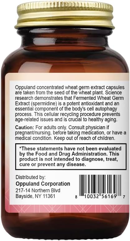 Advanced Spermidine Supplement, Fermented Wheat Germ Extract with Zinc & Vitamin B1, Cellular Health Support, Vegan Capsules, 60 Count
