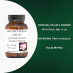 Curcuma Comosa Powder | 600mg Per Capsule | Hormonal Balance & Menstrual Support | Women’s Health Supplement | 60 Vegetarian Capsules | Glass Bottled