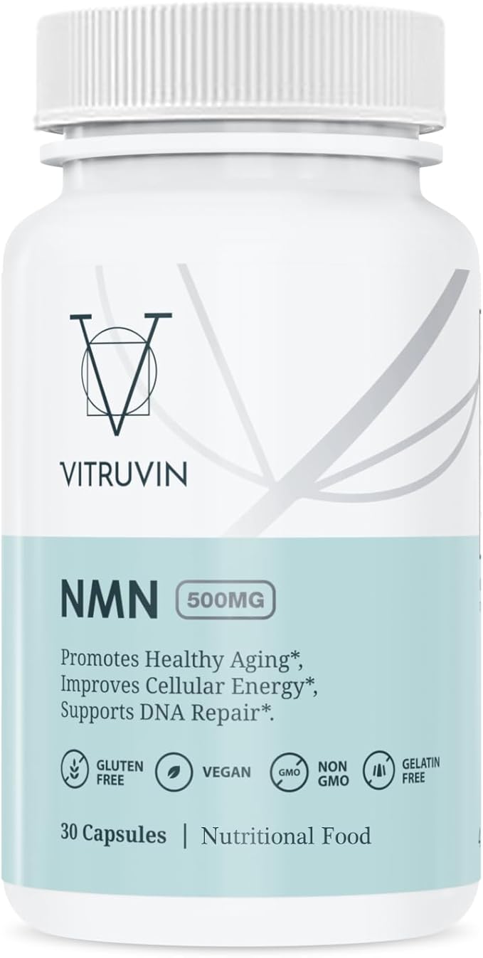 VITRUVIN NMN 500mg - Ultra-Absorbable, Vegan, Non-GMO, Gluten-Free, Gelatin-Free - 1 Bottle, 30 Capsules