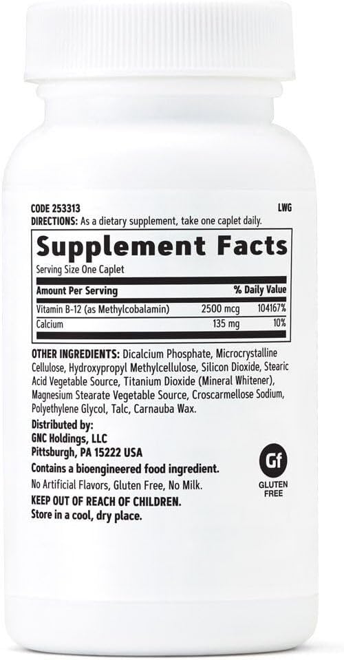 GNC Methyl B12 2500mcg Supplement, Essential for Carbohydrate Metabolism and Energy Production, 100 Servings
