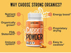 USA Grown Organic Carrot Juice Powder Capsules – Raw Cold-Pressed for Maximum Nutrients – Rich in Beta Carotene for Eye Support & Skin Health – Whole Food Vitamin A – 120 Vegan Pullulan Caps, Kosher