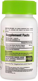 Herbadiet Bamboo Extract Capsules | Supports Healthy Skin, Hair & Nails | Natural Hair Supplement with 70% Silica (120 Capsules)