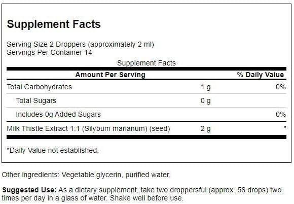 Swanson Milk Thistle Liquid Extract (Alcohol- & Sugar-Free) 1 fl Ounce (29.6 ml) Liquid