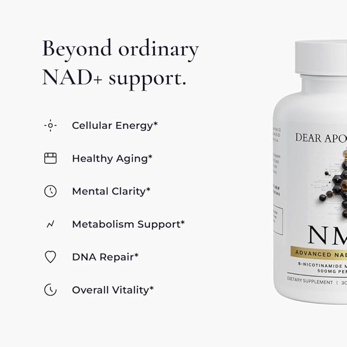 NMN 500mg - Nicotinamide Mononucleotide NAD+ Precursor Supplement, 60 Capsules, 30 Servings, Vegan, Non-GMO, Gluten Free, Made in USA