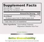 Simply Natures Pure Alpha Lipoic Acid 600mg 120 Veggie Capsules, Non-GMO Thioctic Acid 4 Month Supply