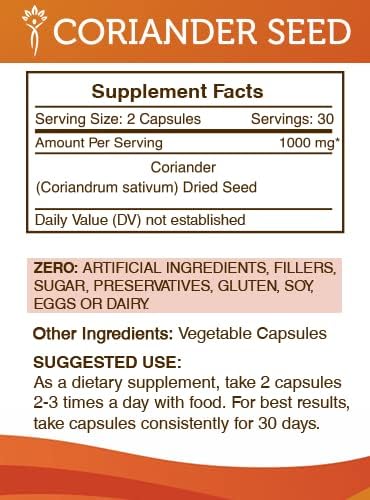 Secrets of the Tribe Coriander Seed 60 Capsules, Made with Vegetable Capsules and Coriander Dried Seed (60 Capsules)