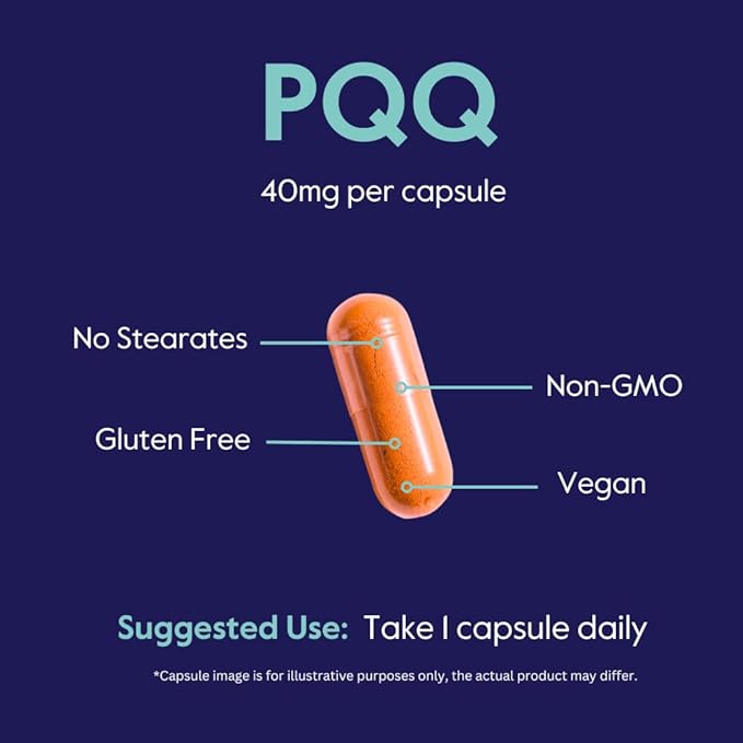 BESTVITE PQQ 40mg (Pyrroloquinoline Quinone) (120 Vegetarian Capsules) (60 x 2) - No Stearates - Vegan - Non GMO - Gluten Free