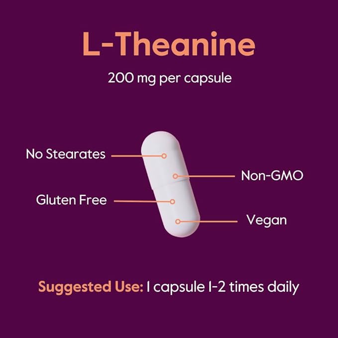 BESTVITE L-Theanine 200mg (360 Vegetarian Capsules) (120 x 3) - No Stearates - Vegan - Non GMO - Gluten Free